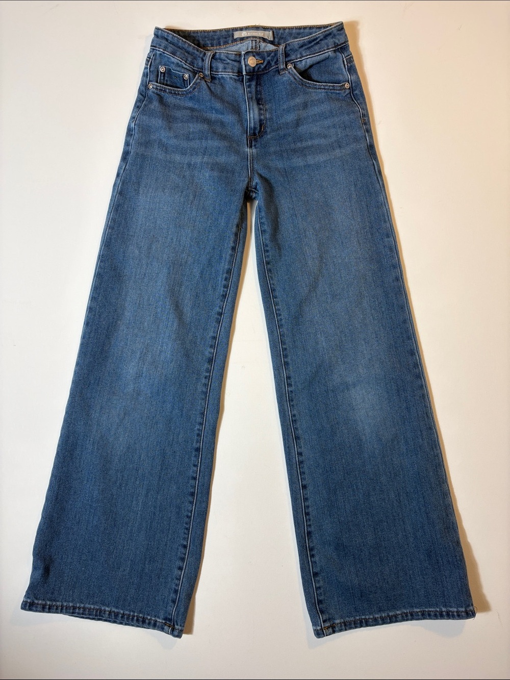 Tractr High Rise Wide Leg Jeans Girls Size 12 Light Wash Stretch